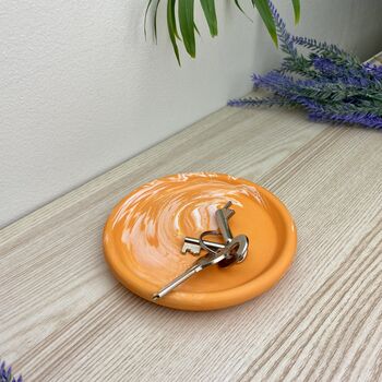Orange Marbled Round Trinket Tray Dish, 2 of 6
