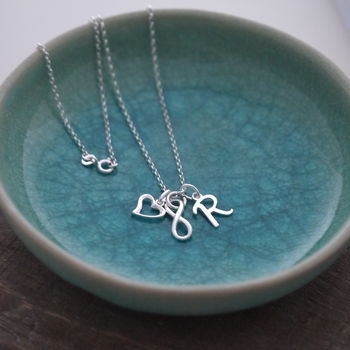 Love For Infinity Initial Sterling Silver Necklace, 4 of 7