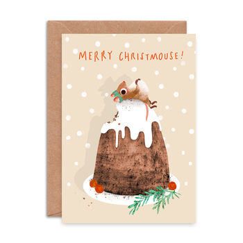 Figgy Pudding Mouse Christmas Card, 2 of 3