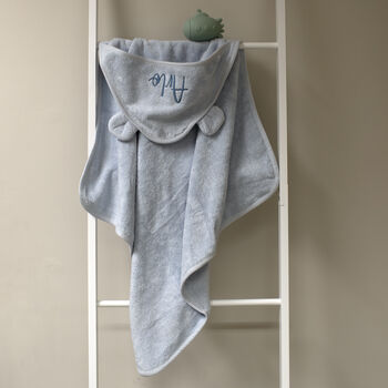 Personalised Hooded Towel In Powder Blue, 3 of 5