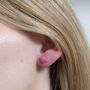 Pink Leather Heart Earrings, thumbnail 5 of 5
