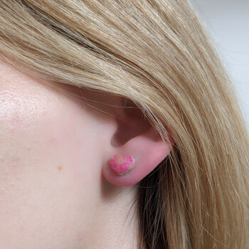 Pink Leather Heart Earrings, 5 of 5