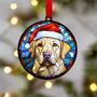 Labrador Yellow In Santa Hat Suncatcher Decoration, thumbnail 6 of 6
