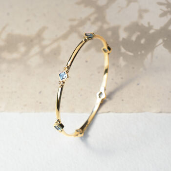 Divinity Princess Blue Topaz Bangle Sterling Silver Or Gold Plated, 4 of 9
