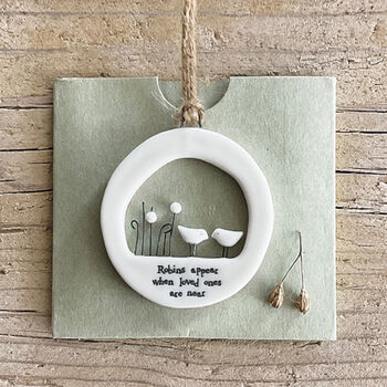 Porcelain East Of India Mini Hanger Robins Appear When Loved Ones Near, 2 of 2