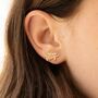 Gold Flying Pig Stud Earrings, thumbnail 1 of 9