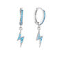 Talitha Turquoise Silver Lightning Bolt Huggie Earrings, thumbnail 1 of 2