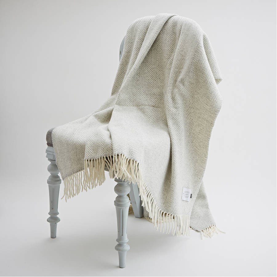 Cashmere And Merino Light Grey Throw By Bottle Green Homes
