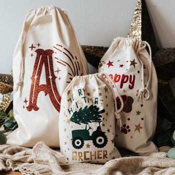 Glitter Initial Personalised Christmas Sack, 7 of 8