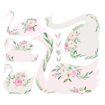 Fabric Floral Swan Wall Stickers, 2 of 2