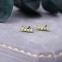 Tiny Green Opal Curved Bar Stud Earrings, thumbnail 5 of 11