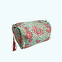 Pink And Blue Floral Block Print Cotton Washbag, Make Up Bag, With Waterproof Lining Set Of Three, thumbnail 6 of 6