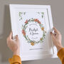 Birth Month Flower Couple Wreath Print, thumbnail 1 of 3