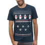 Mens Festive Christmas Snowman Organic Tshirt, thumbnail 1 of 4