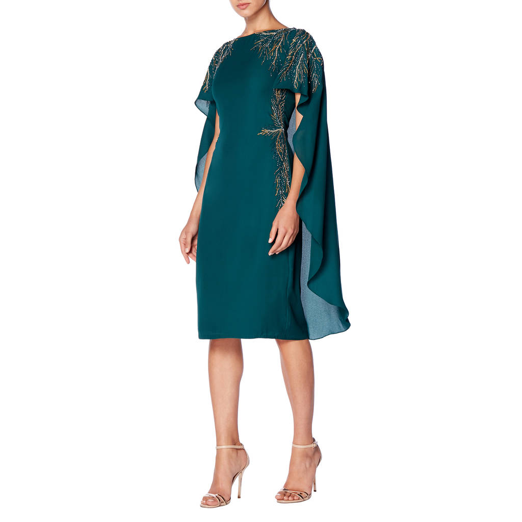 Green Cape Midi Dress