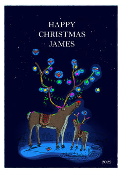 Christmas Card Personalised Reindeers, 2 of 2