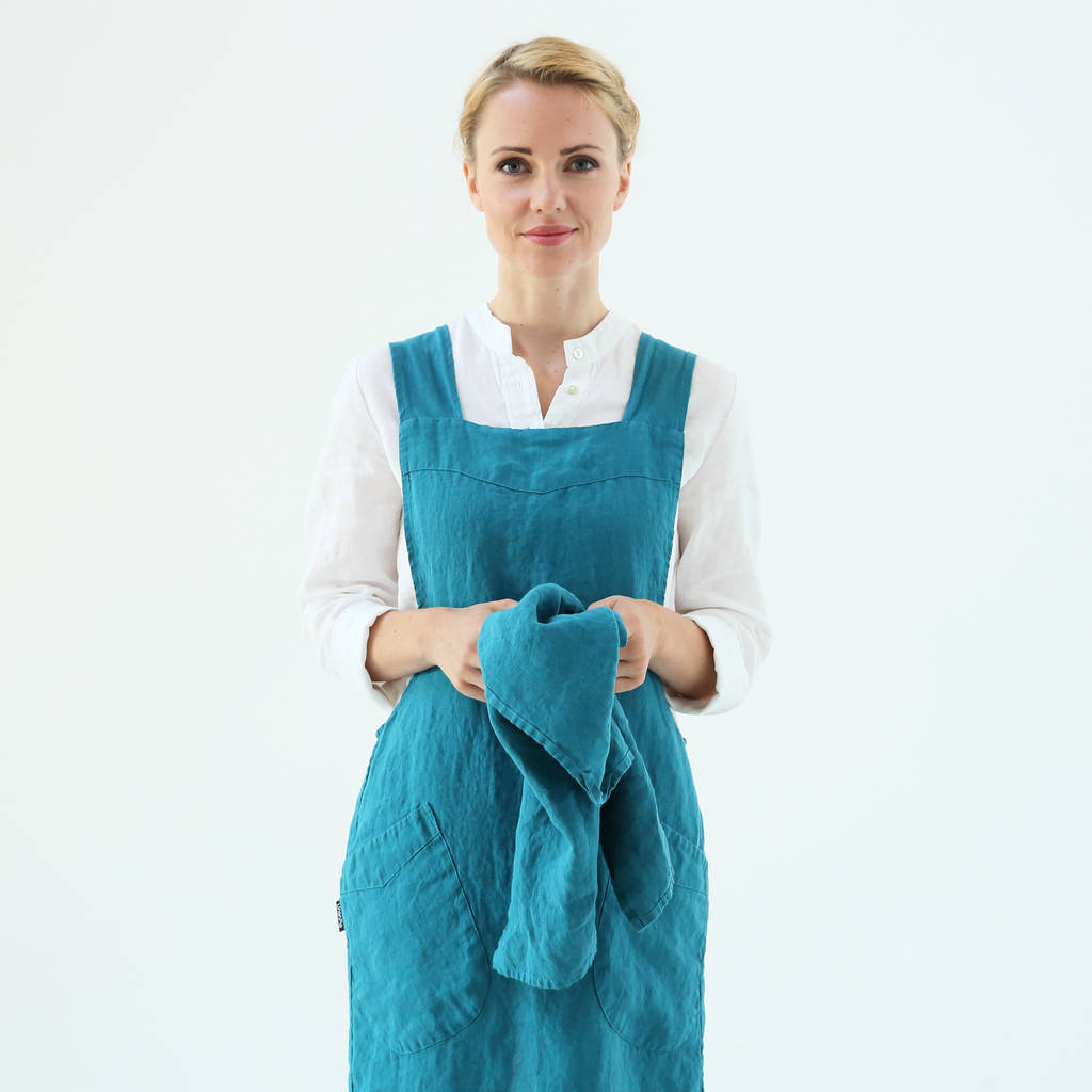 Stone Washed Linen Back Cross Aprons Various Colours, 1 of 8