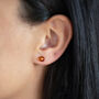 Sterling Silver Amber Stud Earrings, thumbnail 2 of 10