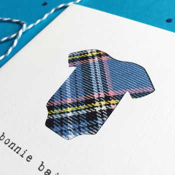 'Bonnie Bairn' Scottish New Baby Card With Real Tartan, 4 of 6