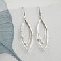 Hammered Sterling Silver Leaf Outline Drop Earrings, thumbnail 1 of 7