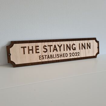 Personalised Oak Road Sign Style Plaque, 2 of 5