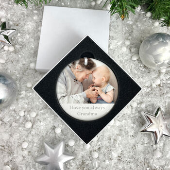 Any Message And Photo Ceramic Disc Hanging Decoration Bauble + Gift Box, 2 of 6