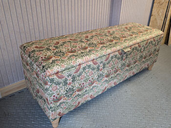 William Morris Light Strawberry Thief Storage Ottoman Footstool, 2 of 9