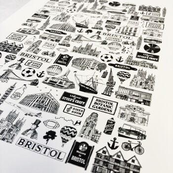 Bristol Illustrated Black And White Print, 8 of 9