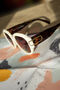 Cream Circle Arm Detail Oversize Sunglasses, thumbnail 1 of 7