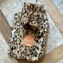 Personalised Fluffy Leopard Print Hot Water Bottle, thumbnail 2 of 3