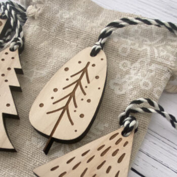 Mini Wooden Tree Christmas Decorations, 3 of 4