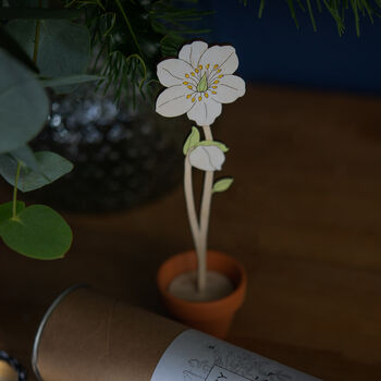 Wooden Christmas Rose With Personalised Terracotta Pot, 5 of 8