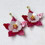 Fuschia Columbine Flower Statement Dangle Earrings, thumbnail 3 of 5