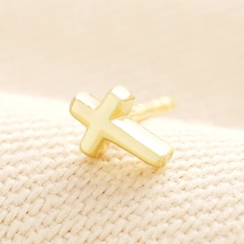 Sterling Silver Cross Piercing Earring, 2 of 2