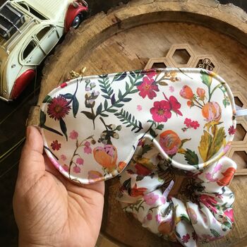 Silk Eye Mask And Scrunchie Gift Set Floral, 5 of 6