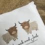 Couples Personalised Highland Cow Cushion, thumbnail 3 of 3