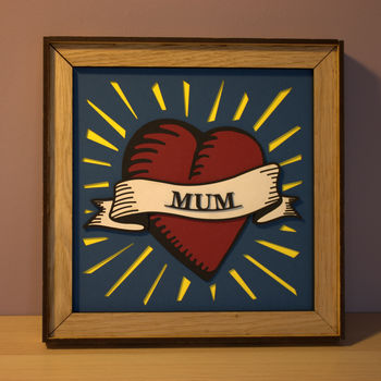 Personalised Papercut Heart Picture In Oak Frame, 8 of 8