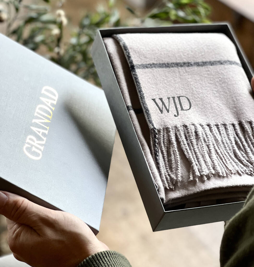 Personalised Check Wool Scarf In A Luxury Gift Box