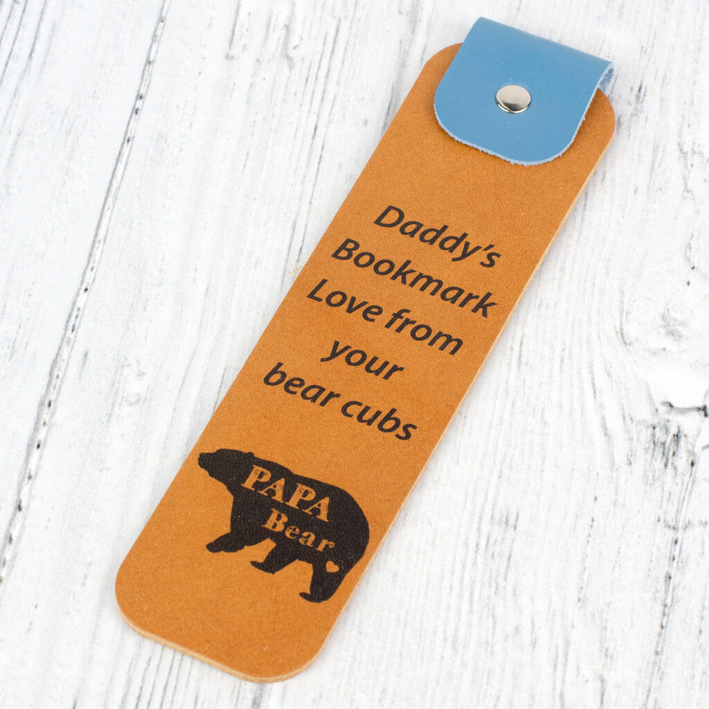 papa bear personalised fathers day leather bookmark by petiquette