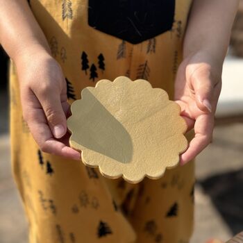 Scalloped Leather Coasters, 3 of 9