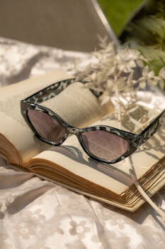 Grey Tortoise Shell Thick Diamond Frame Sunglasses, 7 of 12