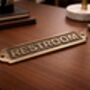 Custom Solid Brass Restroom Plaque With Antique Finish, thumbnail 2 of 7