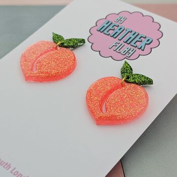 Peach Glitter Earrings, 4 of 5