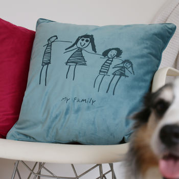 Child's Drawing Personalised Velvet Cushion, 2 of 4