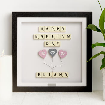 Baby Girl Happy Baptism Day Personalised Gift Frame, 6 of 8