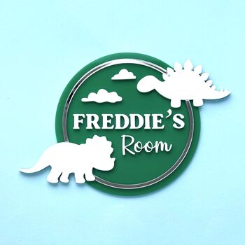 Dinosaur Personalised Kids Door Sign, 2 of 5