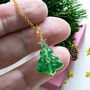 Glass Christmas Tree Necklace With Gold Star Detail, thumbnail 3 of 5