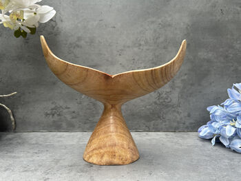 Hand Carved 19cm Diving Whale Tail Wooden Ornament Gift, 7 of 12