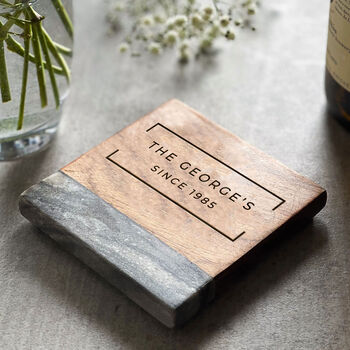 Personalised Marble And Wooden Coaster, 2 of 12