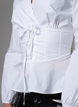 Bonita White Waist Defining Cotton Poplin Shirt, 4 of 4